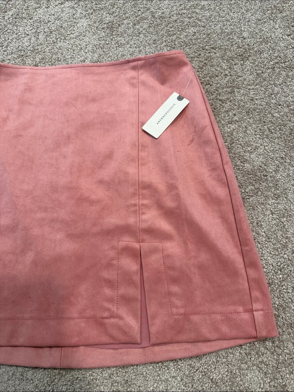 Women’s Anthropologie Mini Skirt Maeve Rose Blush Pink Faux Suede